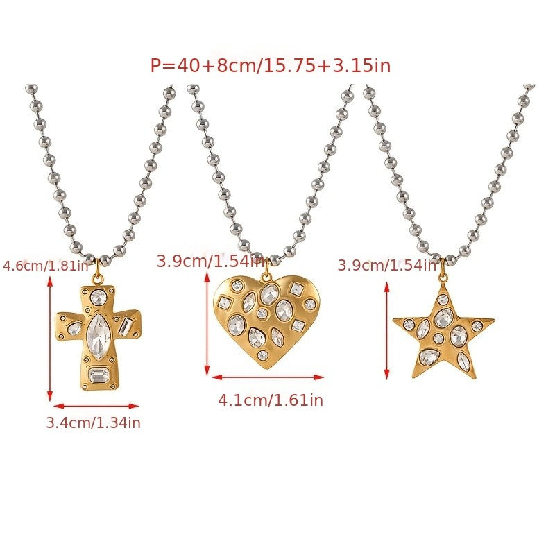 18k Boho Cross Heart Necklace