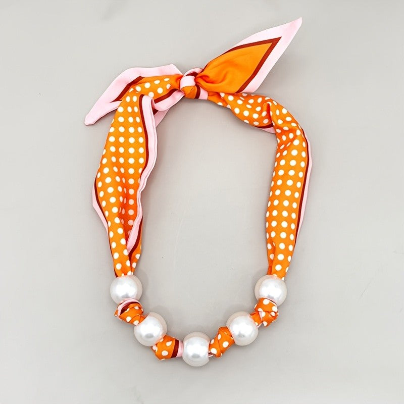 Boho Layered Scarf Pearl Necklace