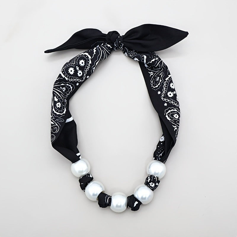 Boho Layered Scarf Pearl Necklace