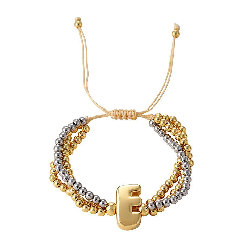 Boho Chunky Heart Letter Bracelet Set