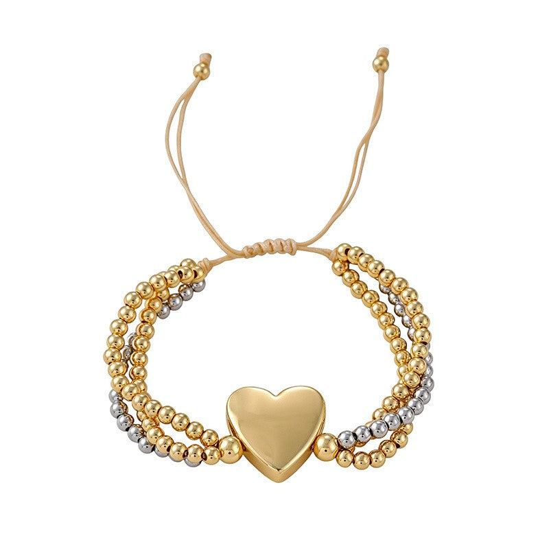 Boho Chunky Heart Letter Bracelet Set