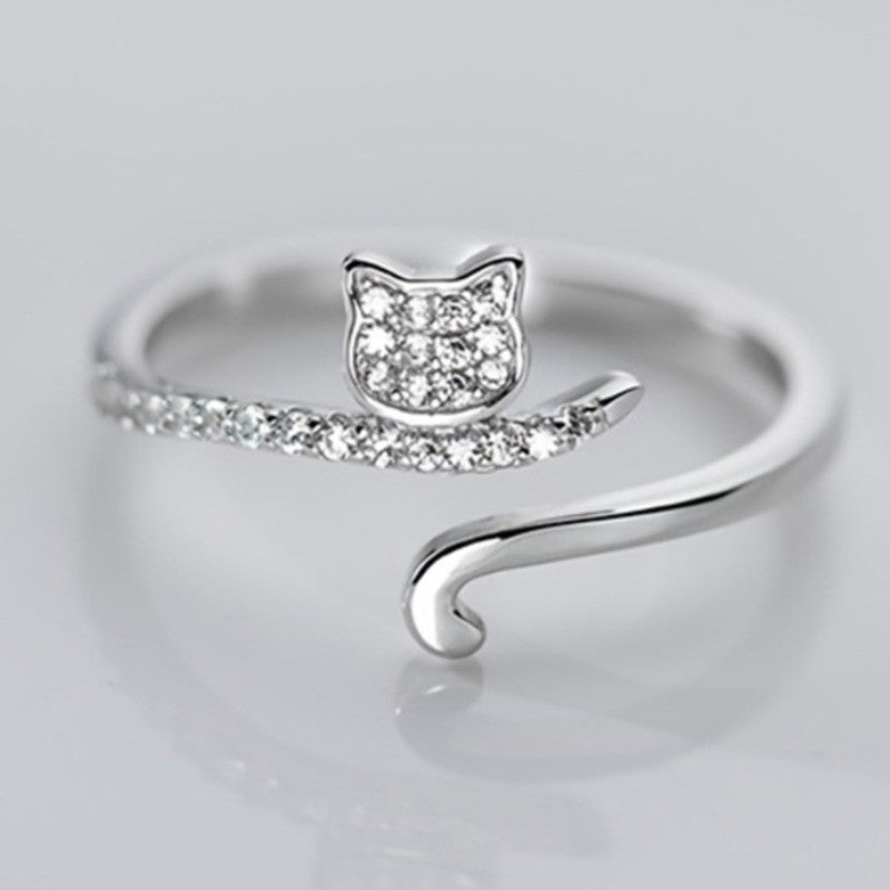 Dainty Cat Zircon Ring