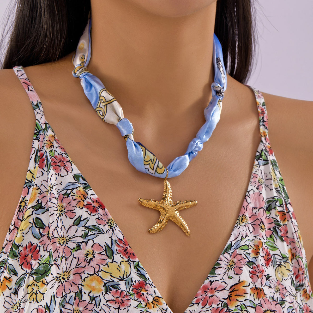 Boho Geometric Print Scarf Necklace