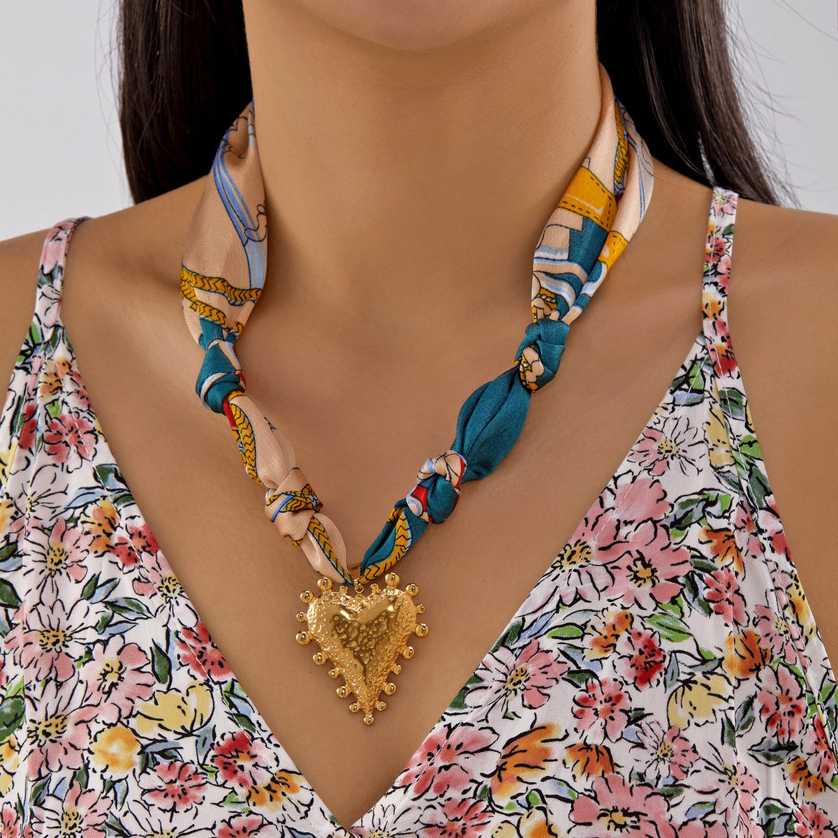 Boho Geometric Print Scarf Necklace