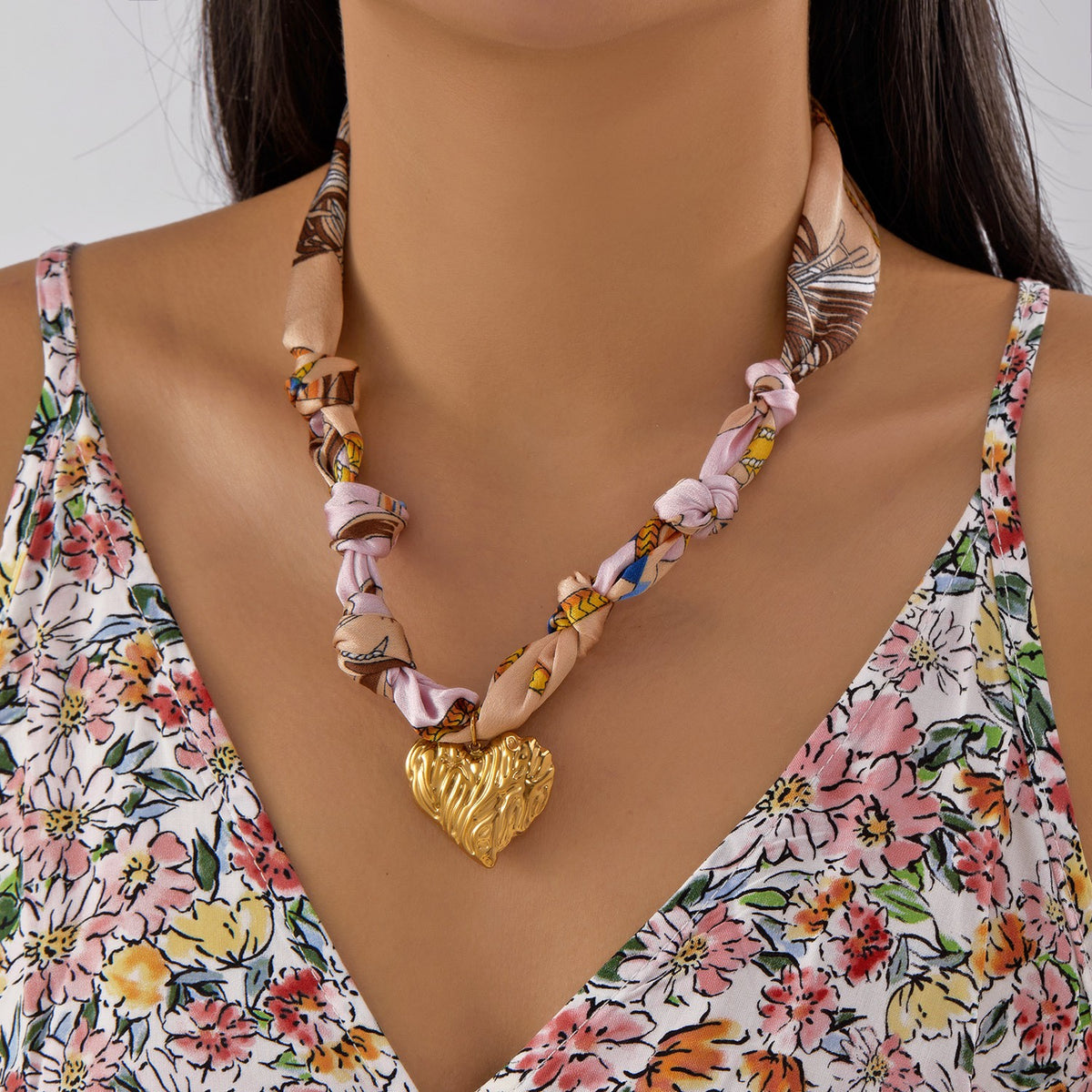Boho Geometric Print Scarf Necklace