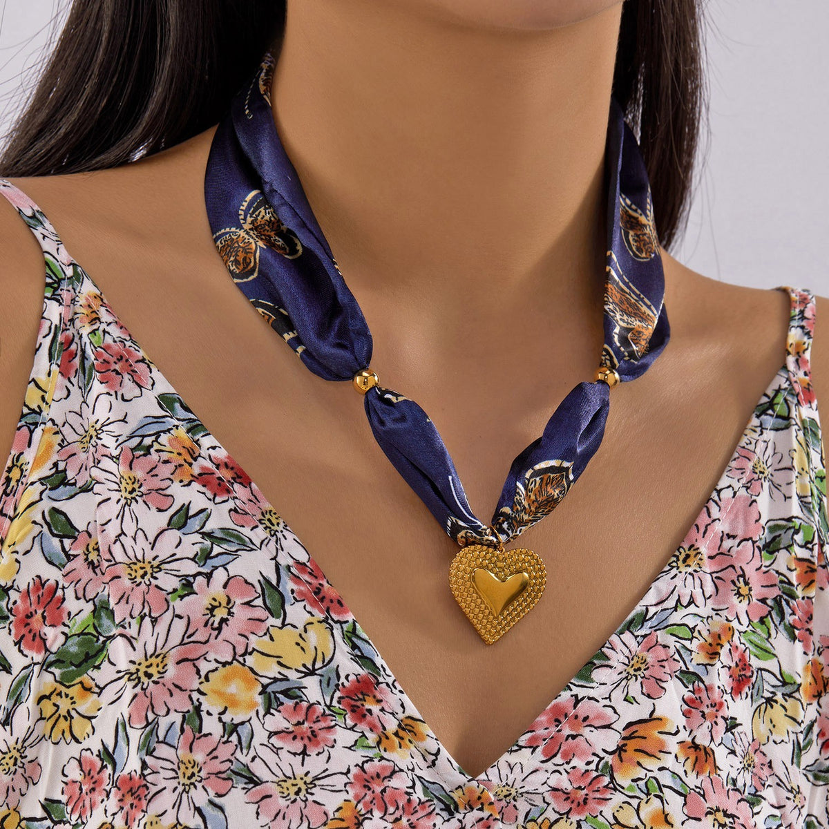 Boho Geometric Print Scarf Necklace