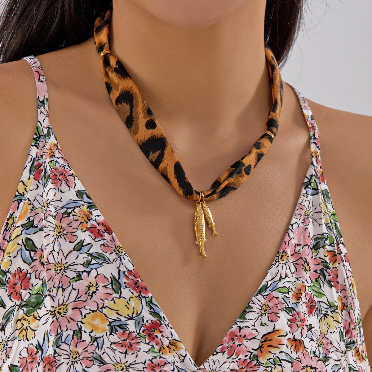 Boho Geometric Print Scarf Necklace