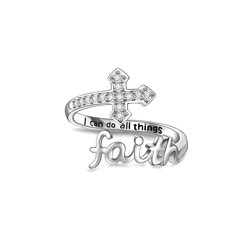 Dainty Faith Cross Open Ring