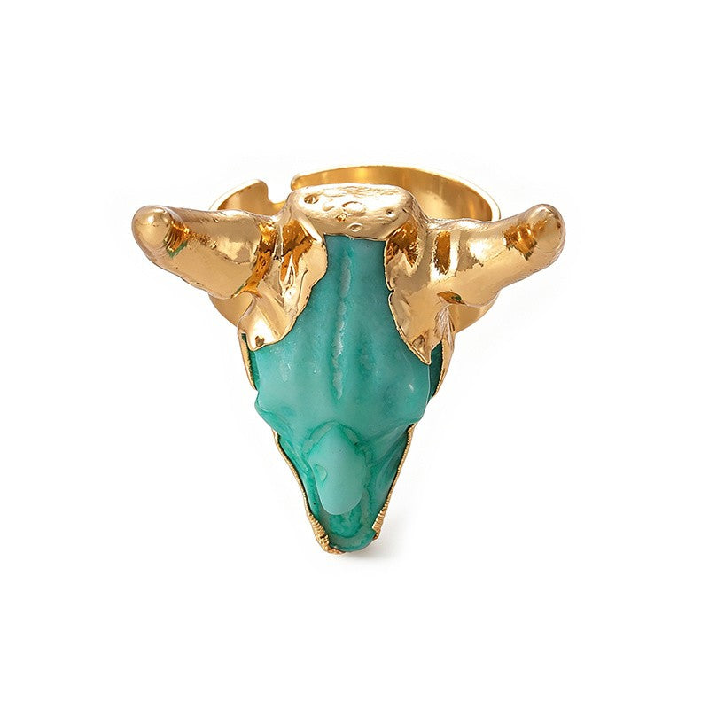 Colorful Resin Bull Skull Ring