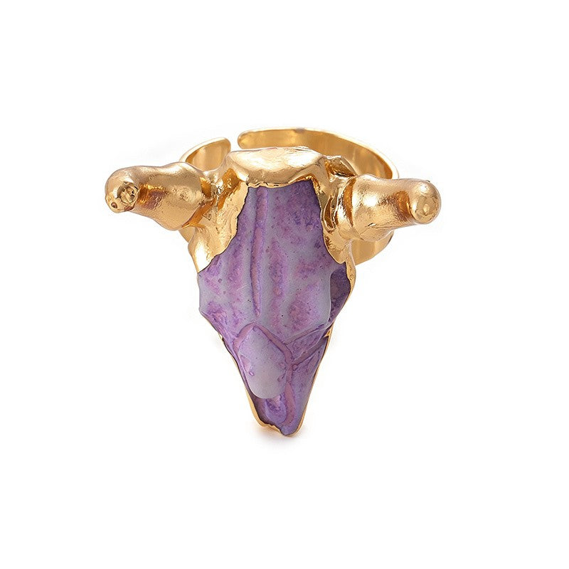 Colorful Resin Bull Skull Ring