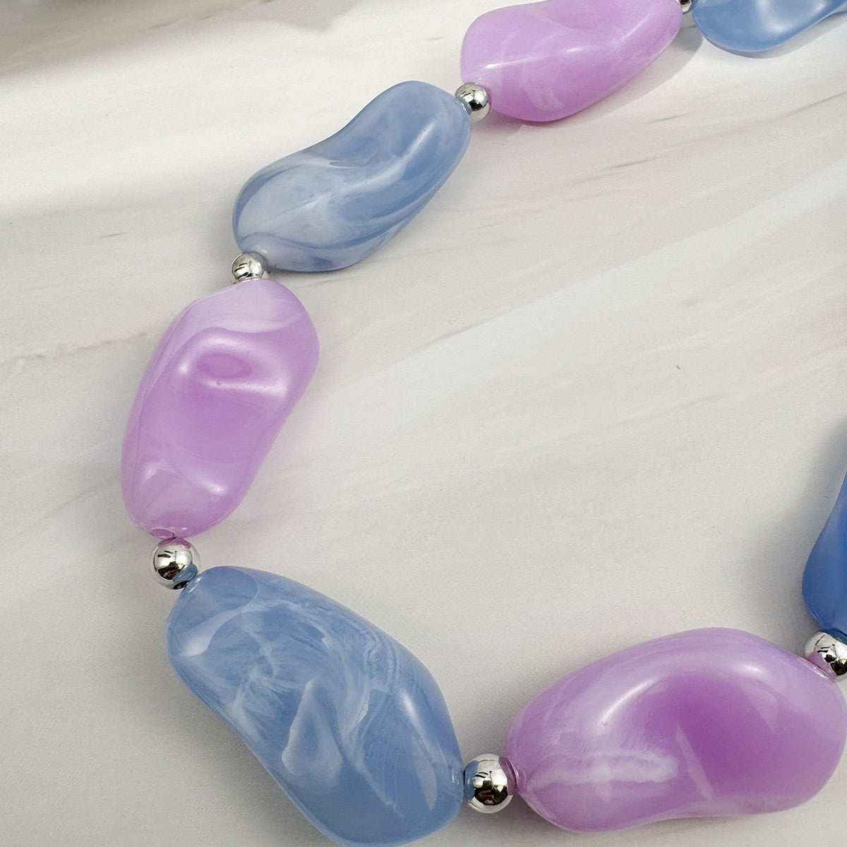 Boho Pastel Acrylic Bean Necklace