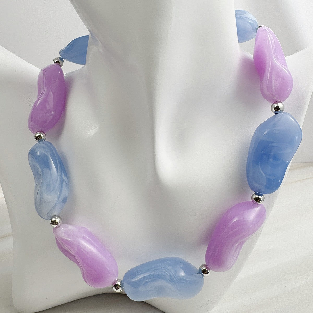Boho Pastel Acrylic Bean Necklace