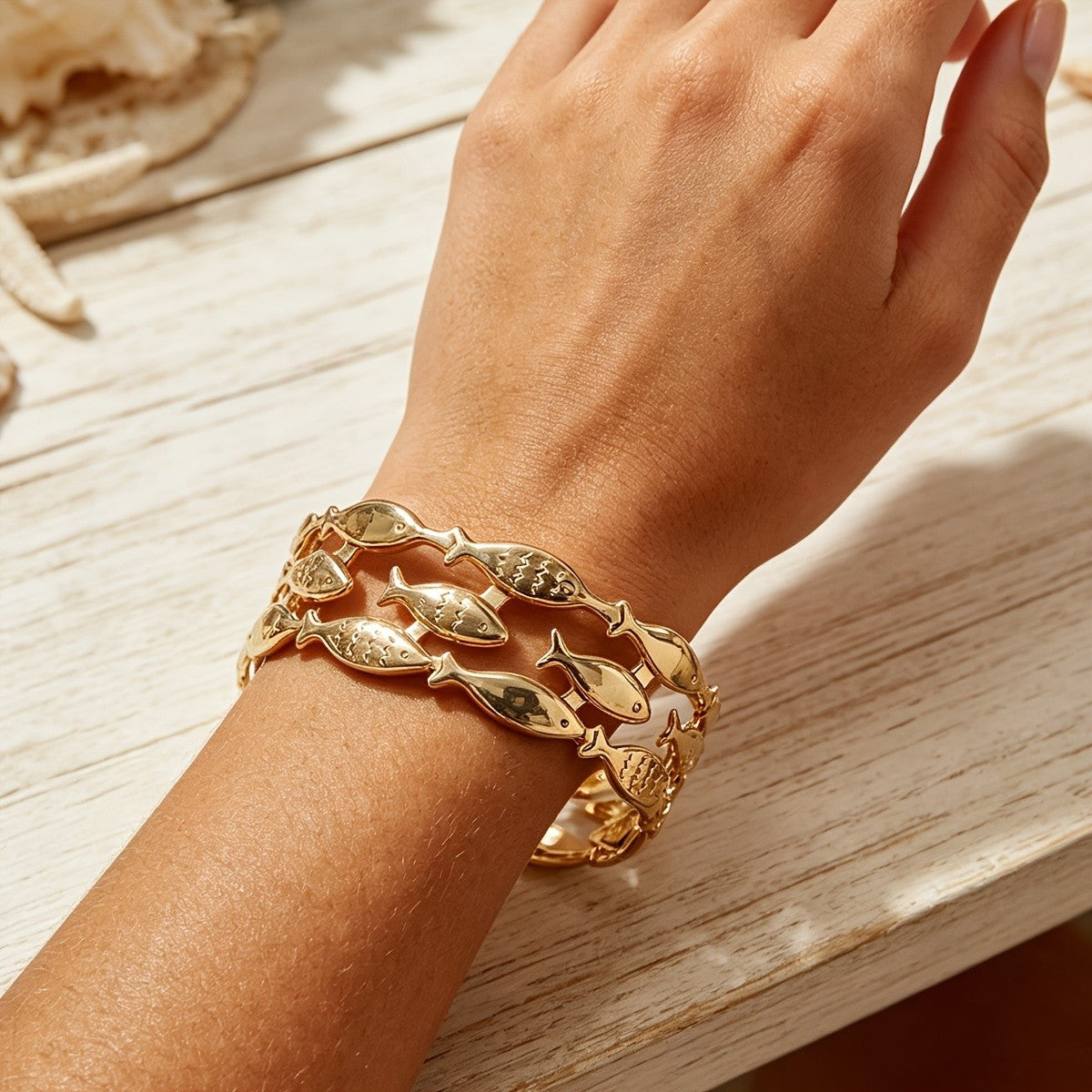 Boho Nautical Fish Bangle Bracelet