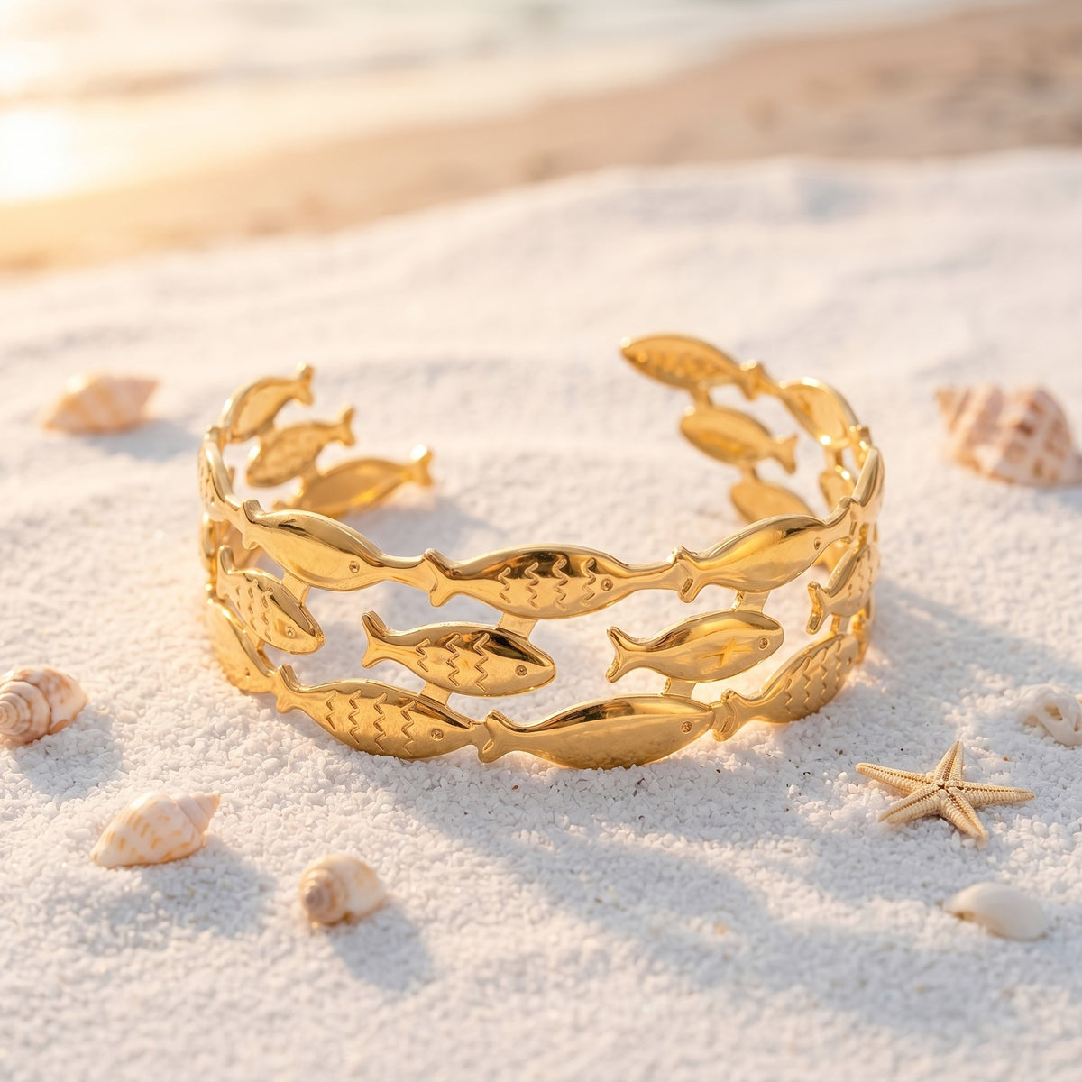 Boho Nautical Fish Bangle Bracelet
