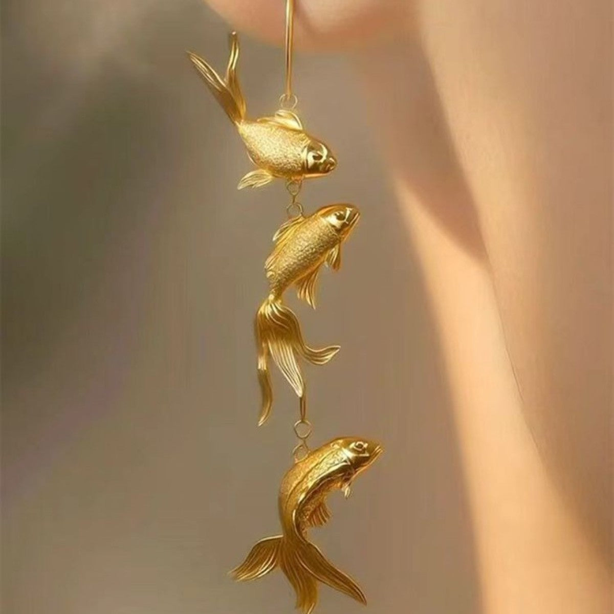 18k Vintage Koi Fish Earrings