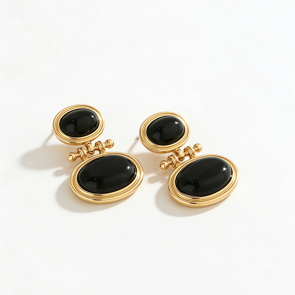 Classy Black Oval Drop Earrings