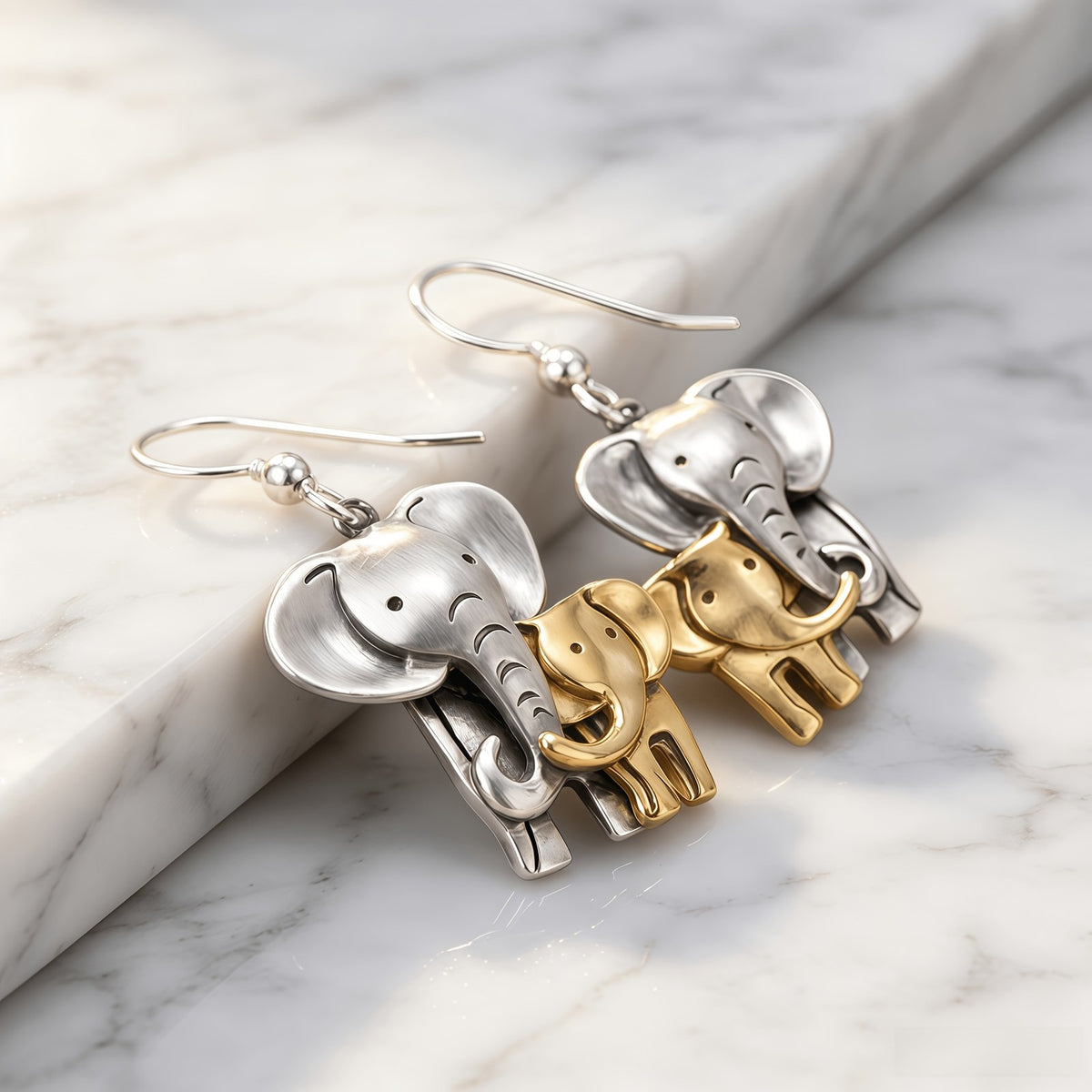 Elegant Two-Tone Elephant Earrings