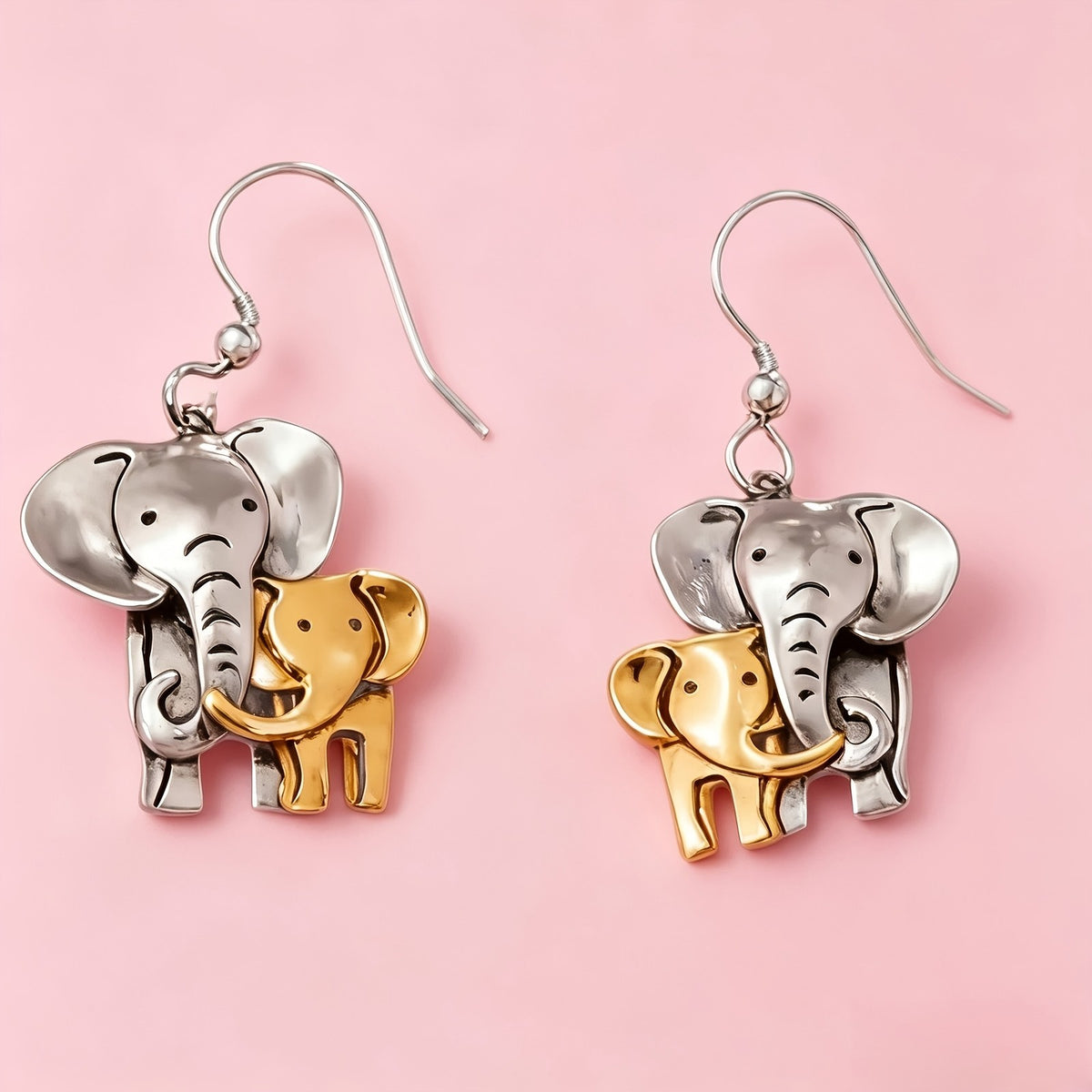 Elegant Two-Tone Elephant Earrings