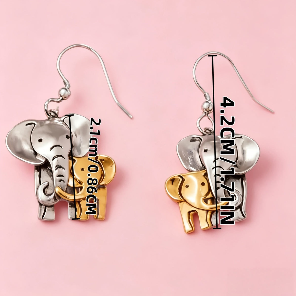 Elegant Two-Tone Elephant Earrings