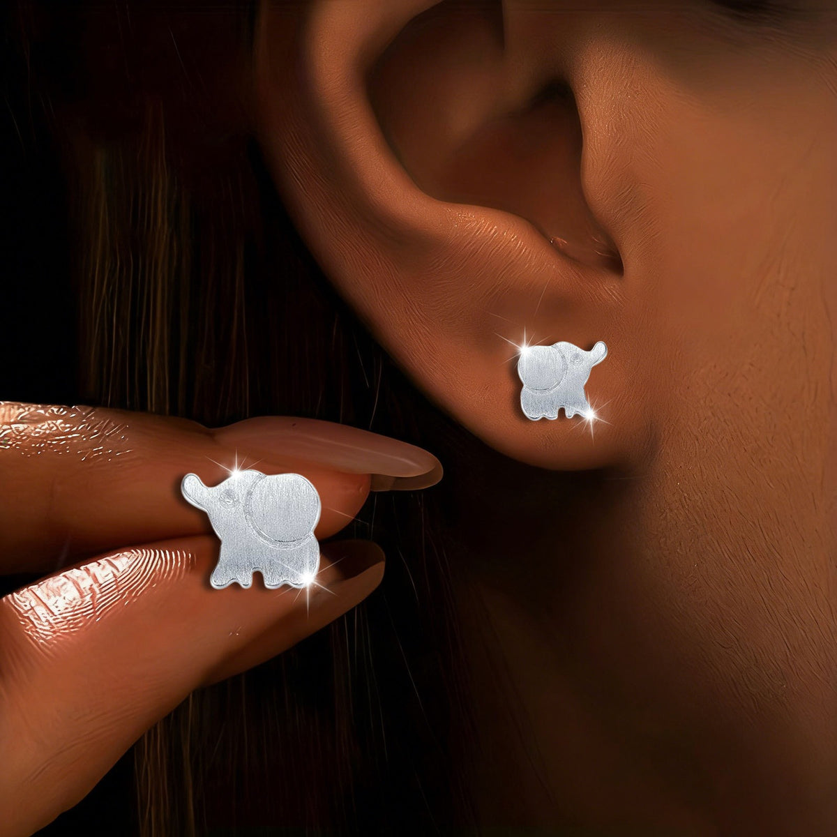 Dainty Elephant Stud Earrings