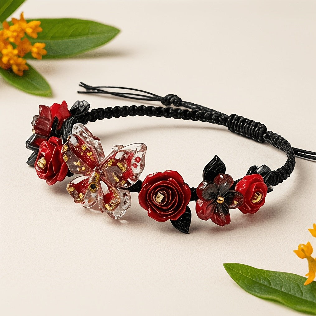 Romantic Red Rose Butterfly Bracelet