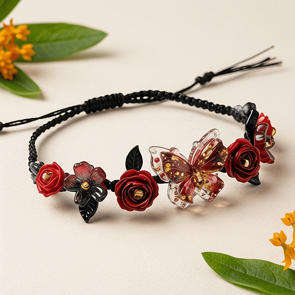 Romantic Red Rose Butterfly Bracelet