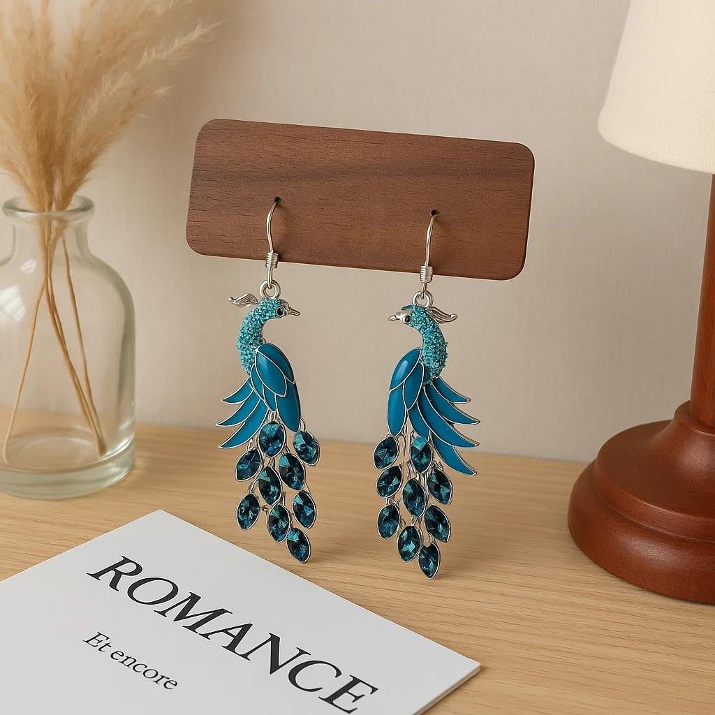 S925 Elegant Peacock Drop Earrings