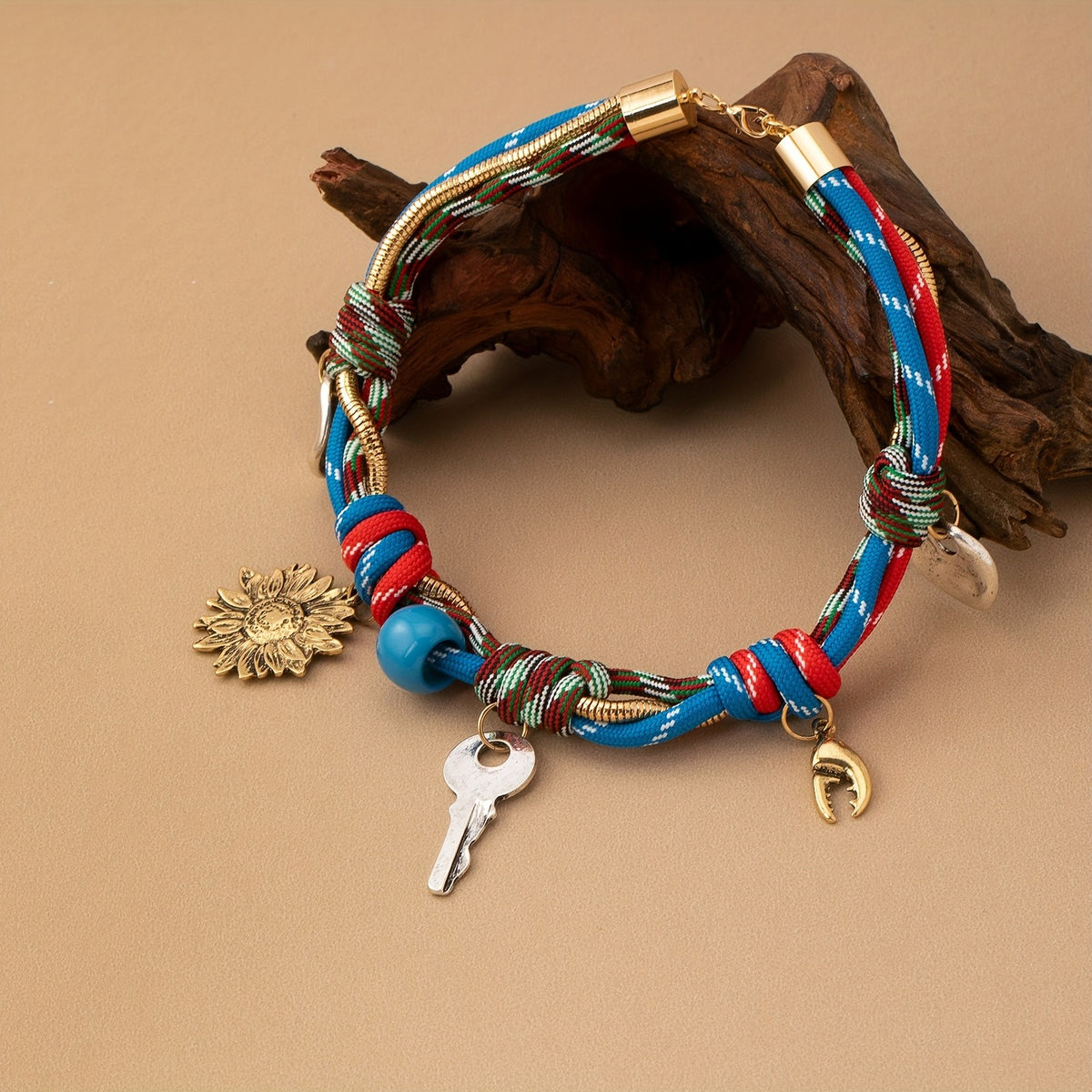 Boho Braided Key Charm Necklace