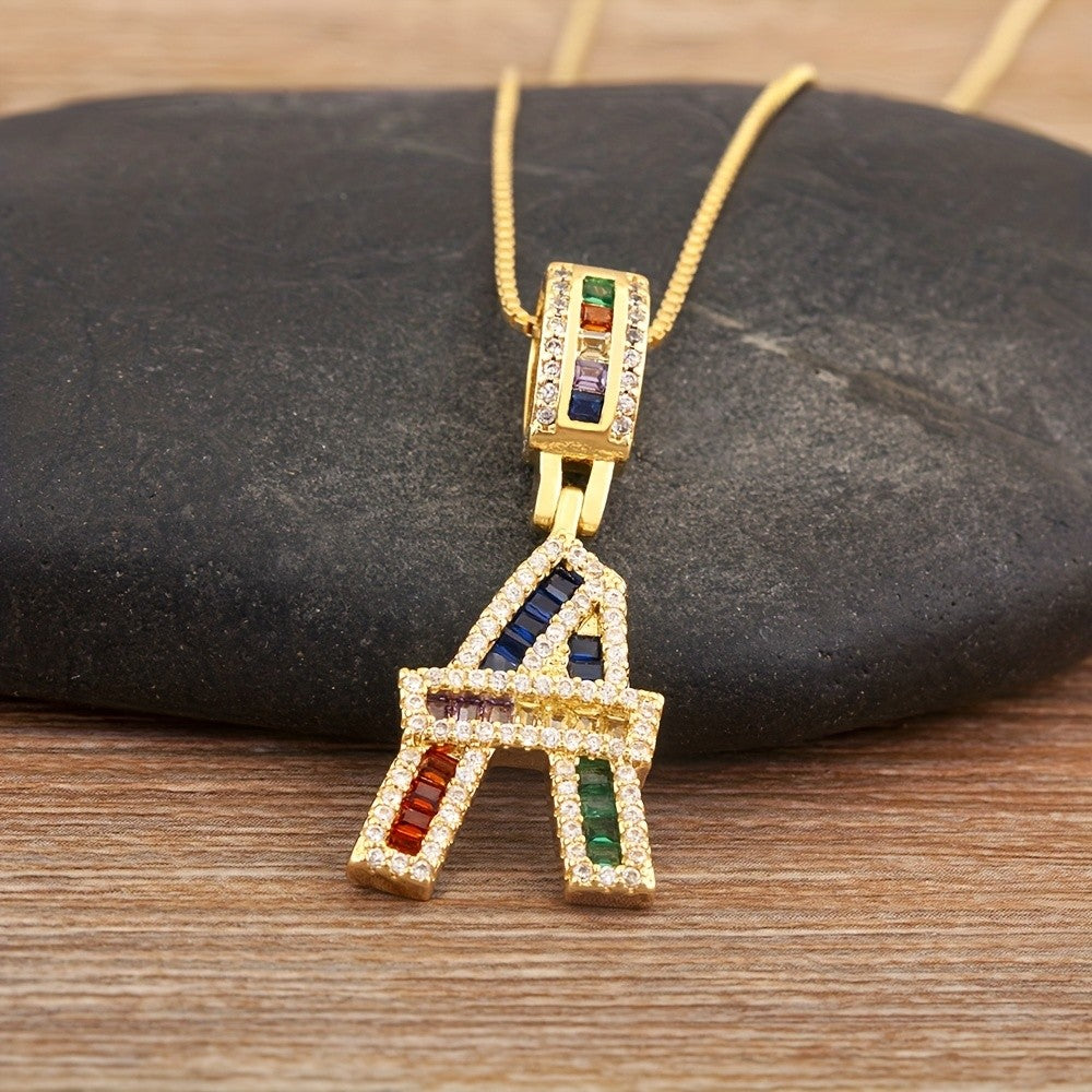 Classy Rainbow Initial Letter Necklace
