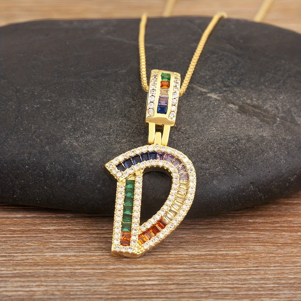 Classy Rainbow Initial Letter Necklace