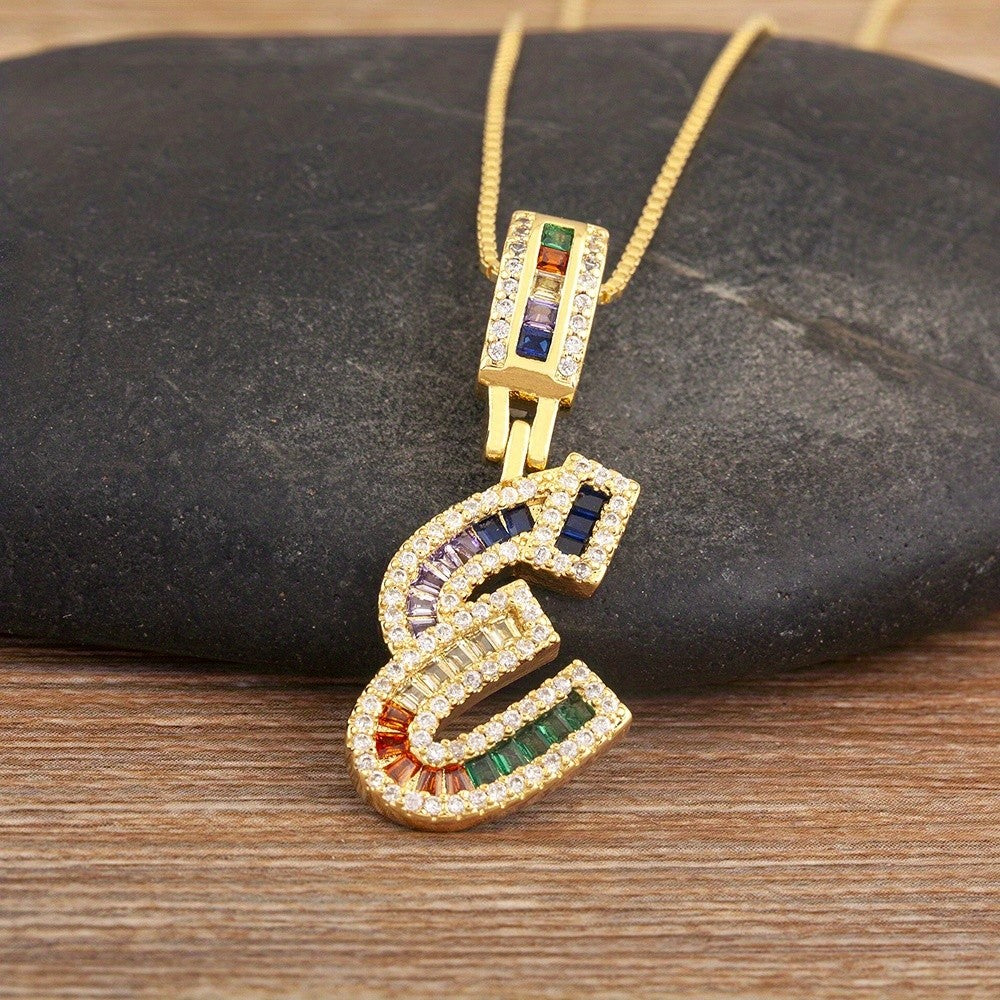 Classy Rainbow Initial Letter Necklace