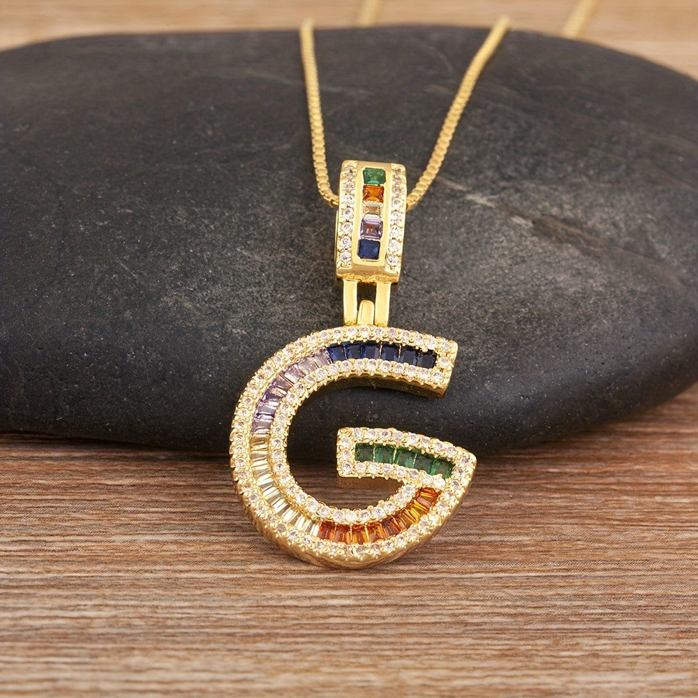 Classy Rainbow Initial Letter Necklace