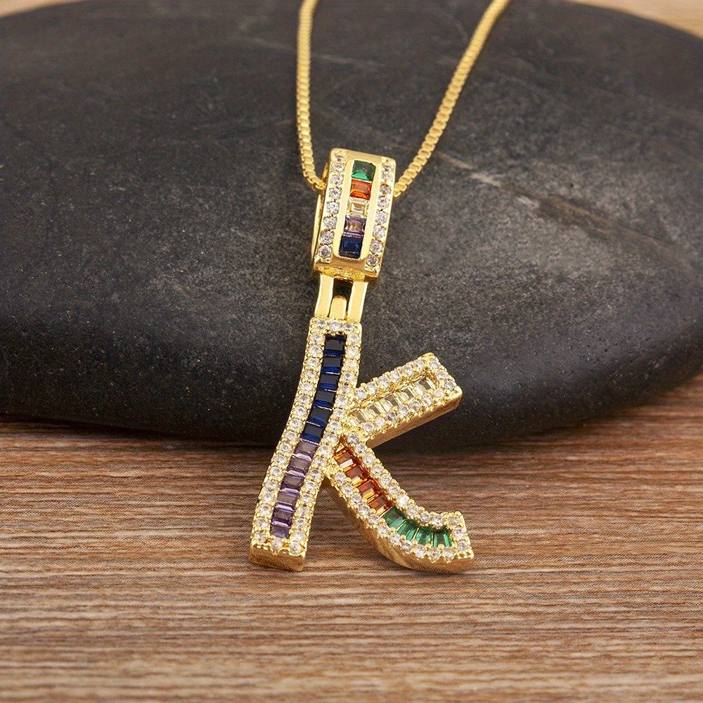 Classy Rainbow Initial Letter Necklace