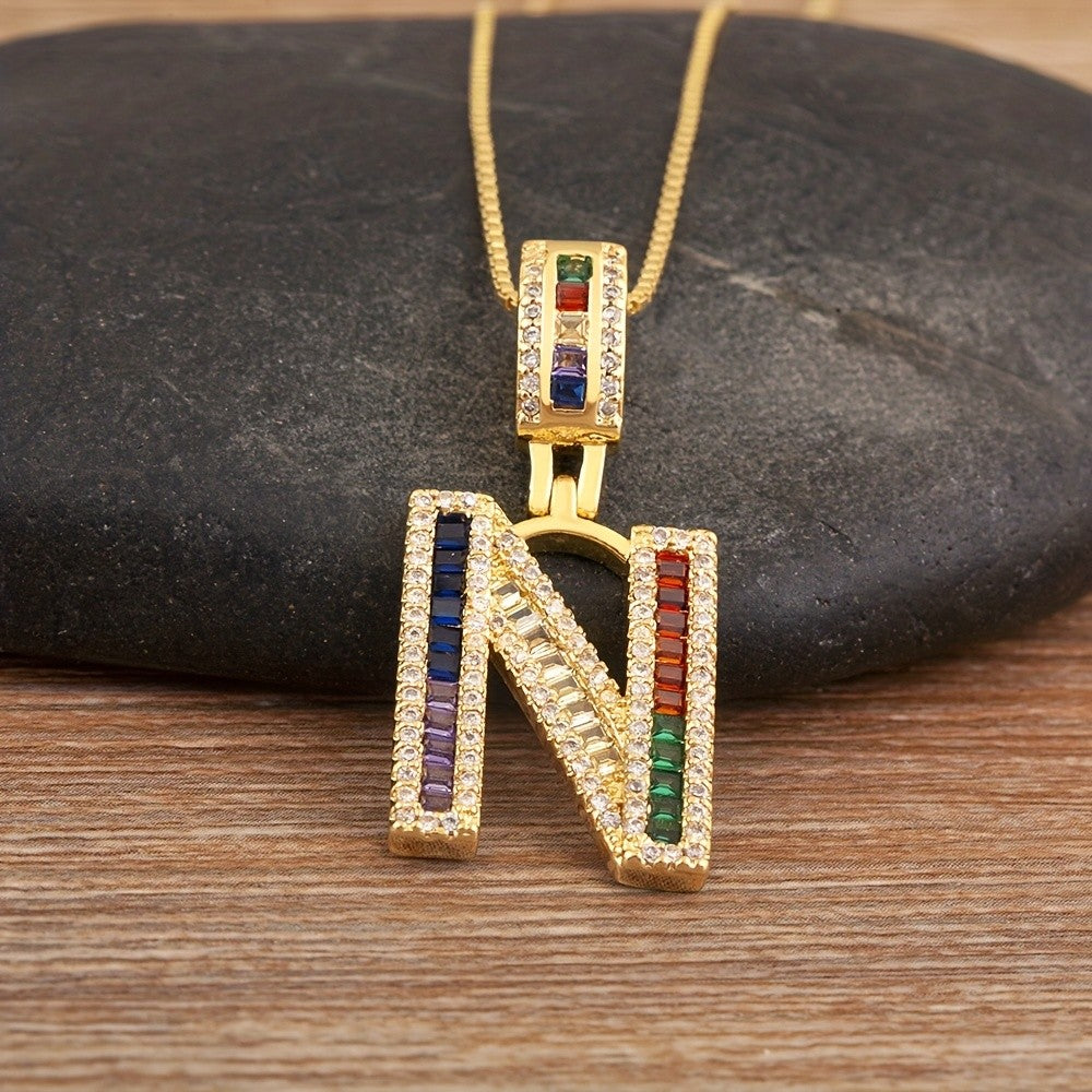 Classy Rainbow Initial Letter Necklace