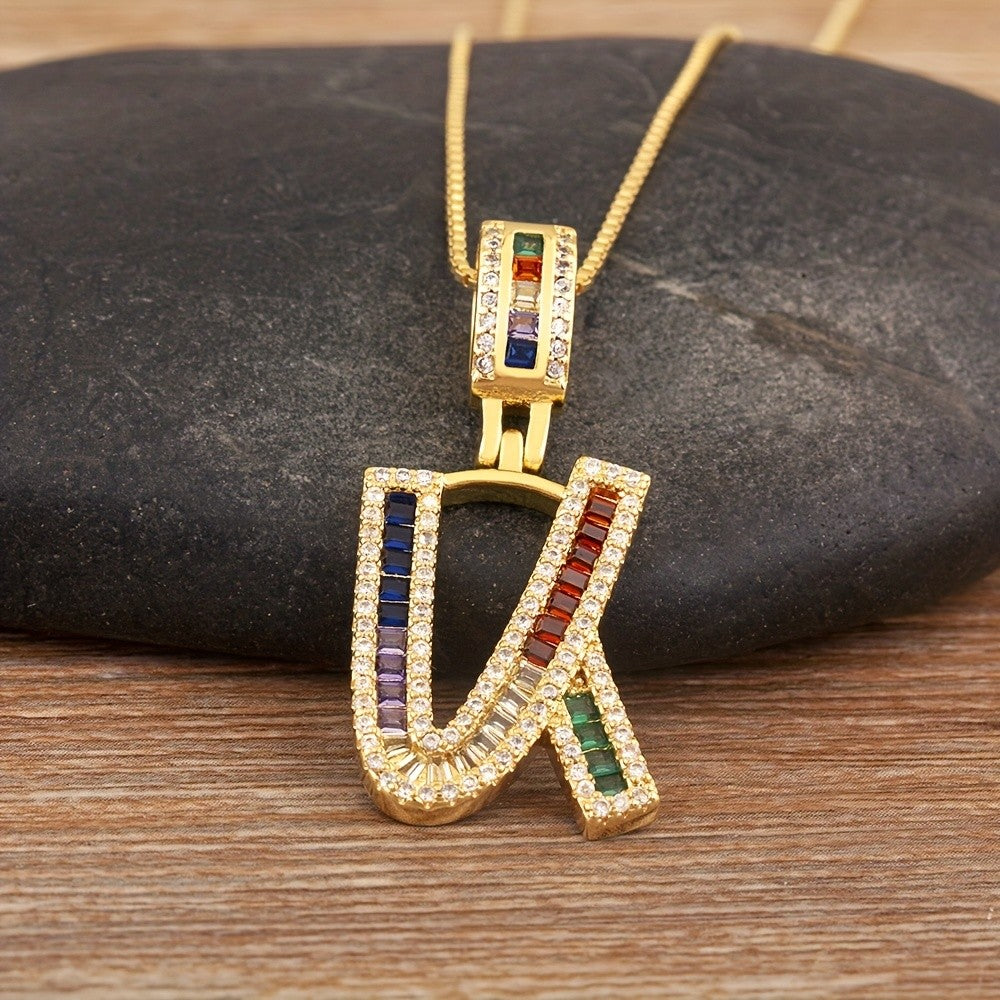 Classy Rainbow Initial Letter Necklace