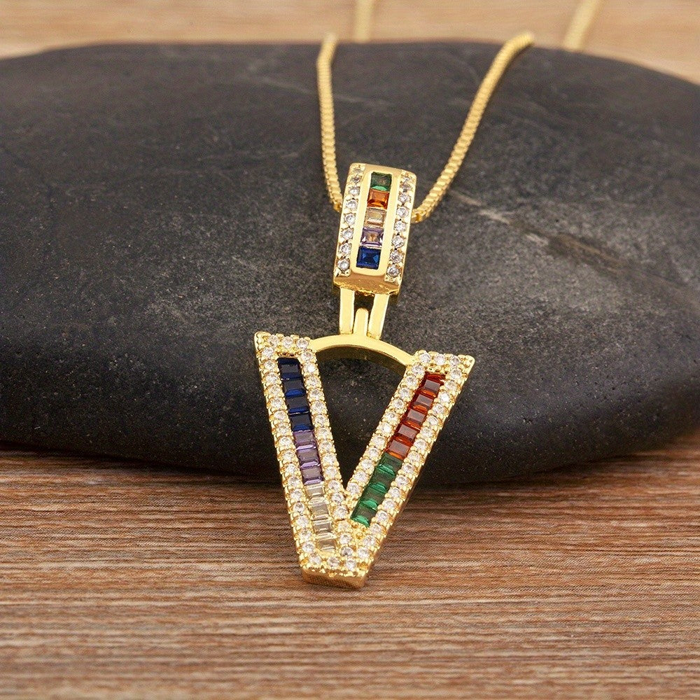 Classy Rainbow Initial Letter Necklace