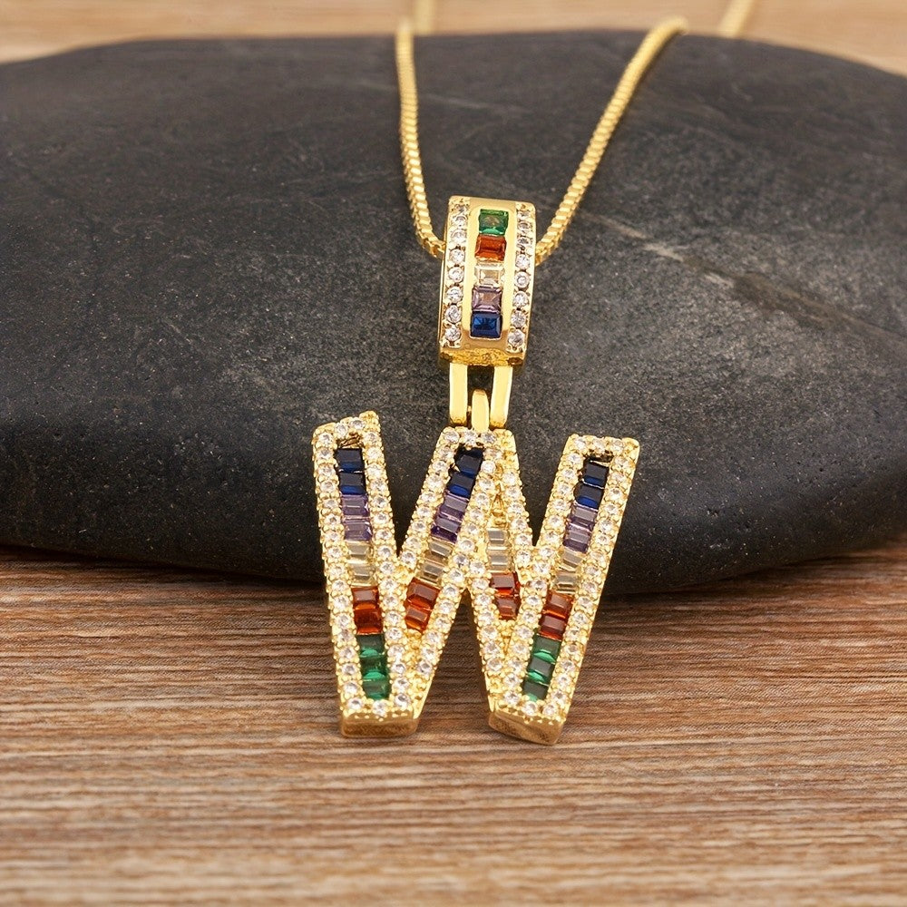 Classy Rainbow Initial Letter Necklace