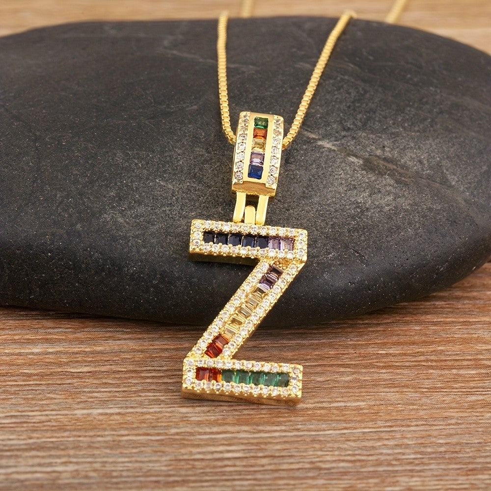 Classy Rainbow Initial Letter Necklace