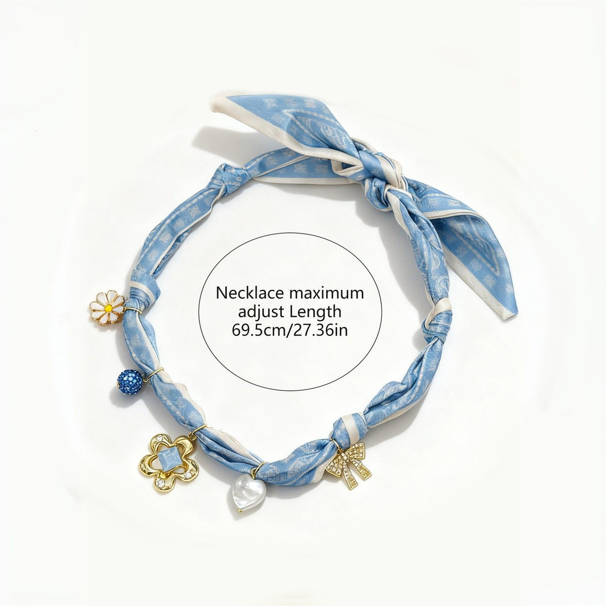 Boho Blue Scarf Charm Necklace