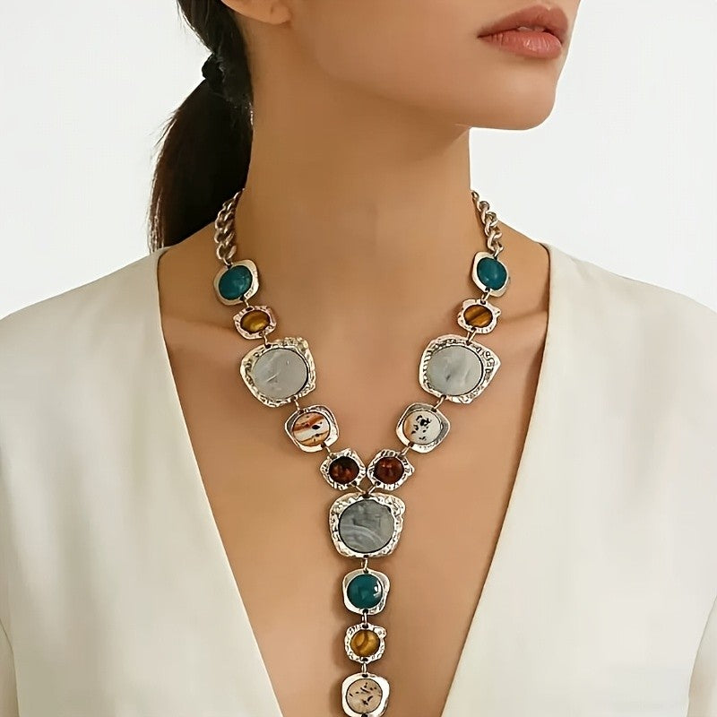 Boho Vintage Multi-Stone Y-Necklace