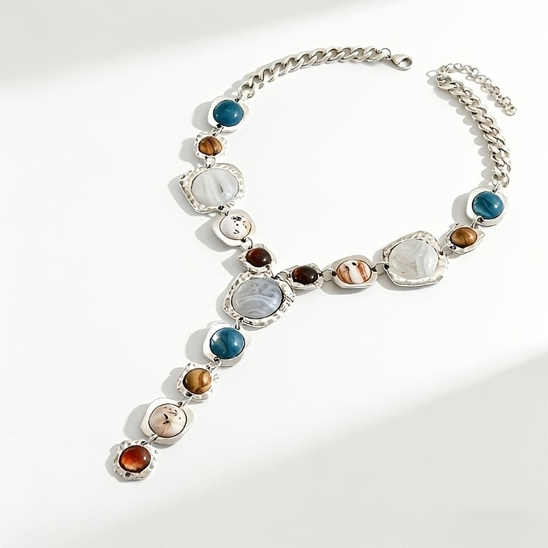Boho Vintage Multi-Stone Y-Necklace