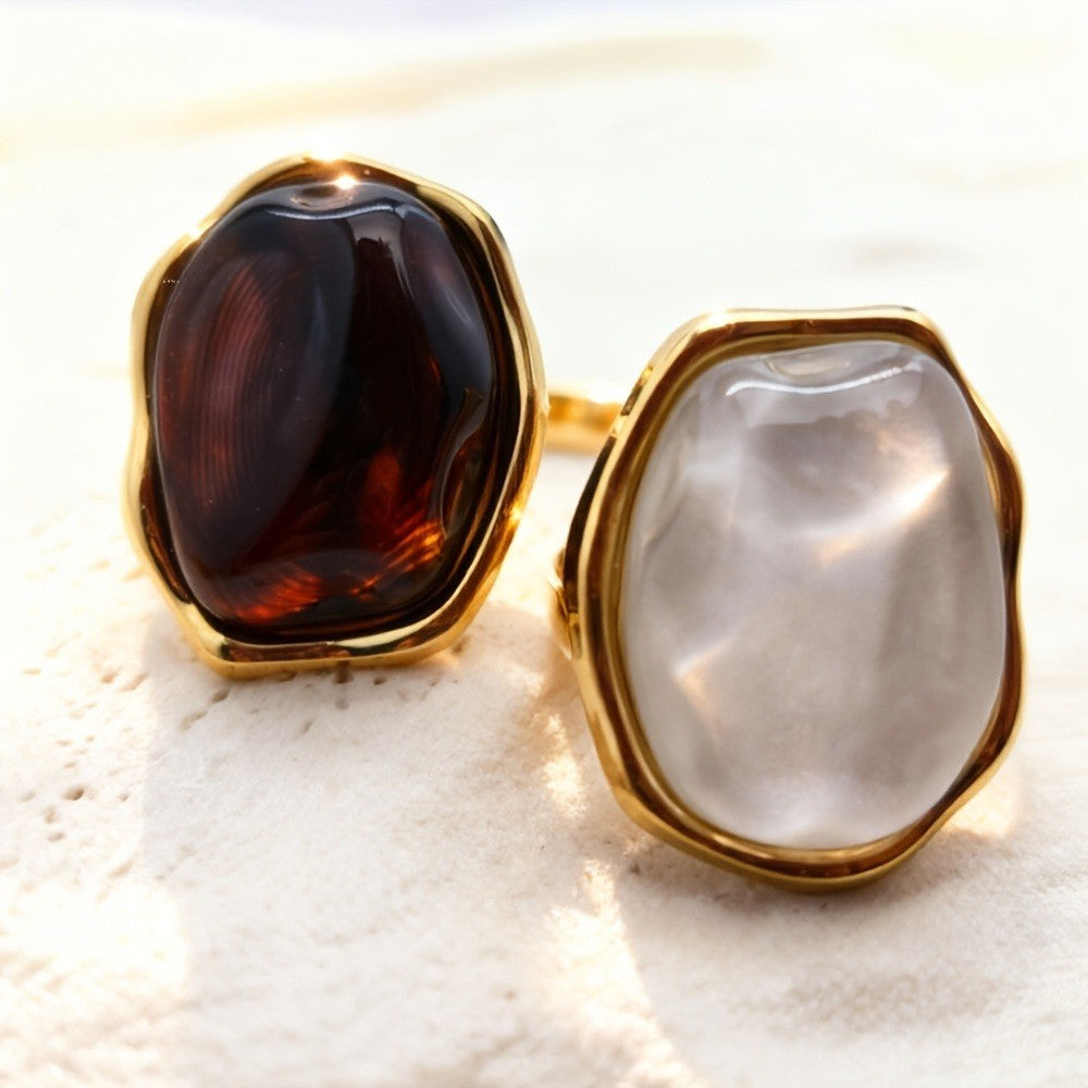 18k Vintage Irregular Resin Open Ring