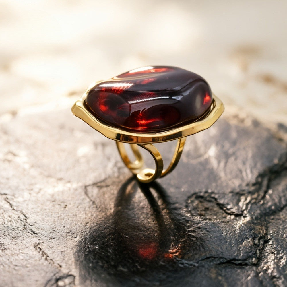 18k Vintage Irregular Resin Open Ring