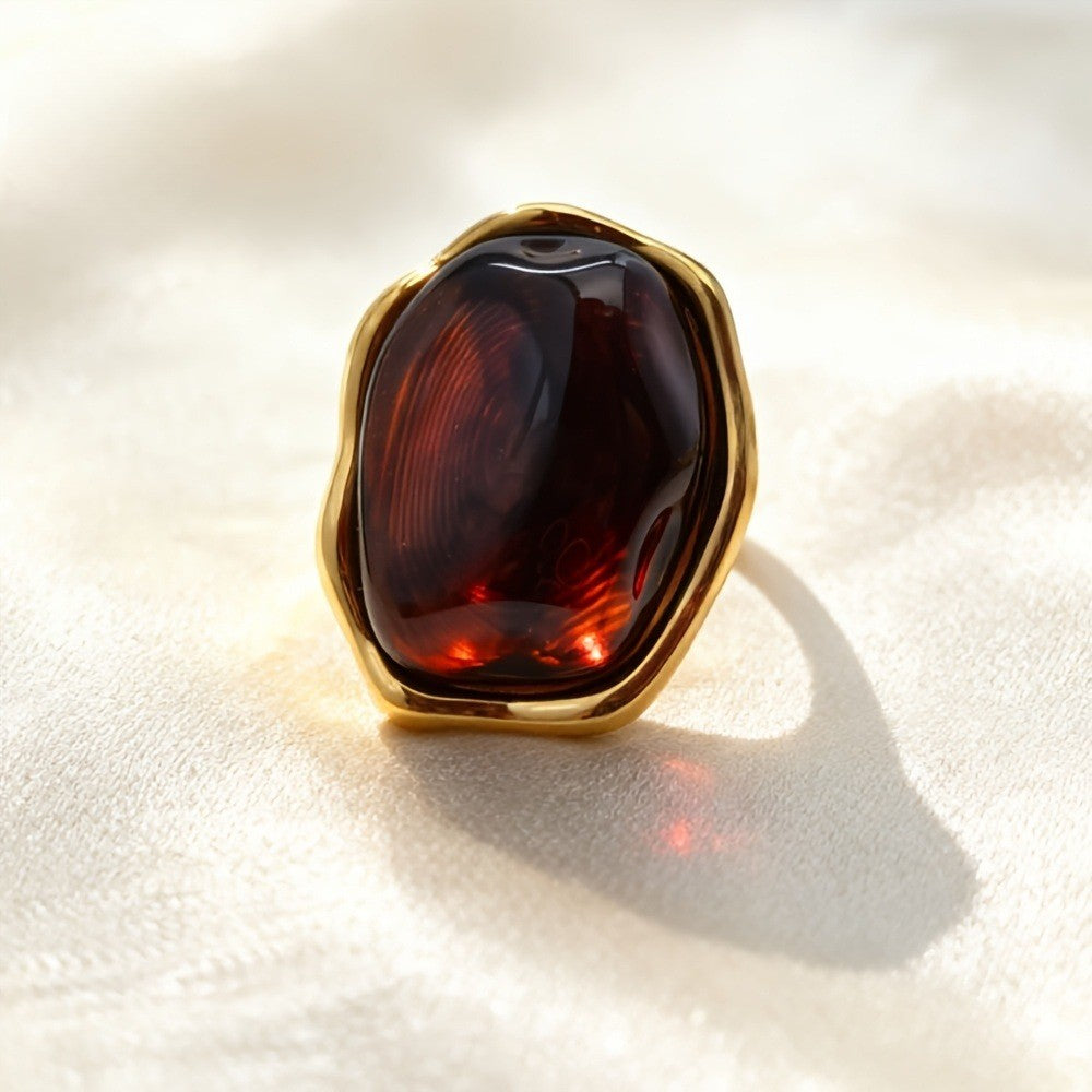 18k Vintage Irregular Resin Open Ring