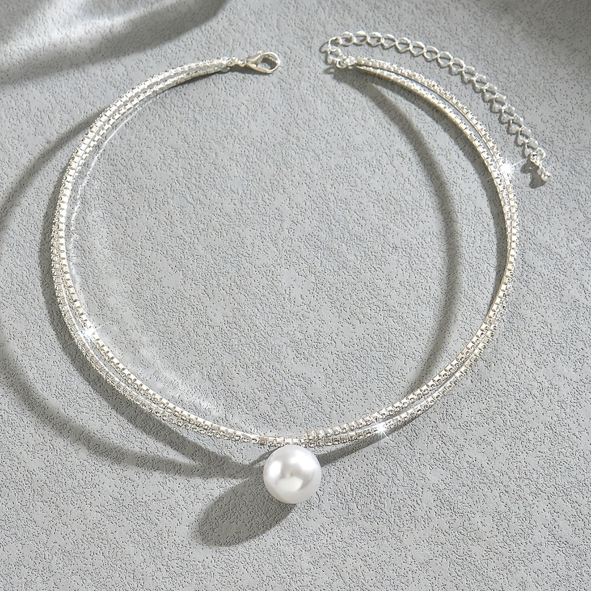 Dainty Double Row Pearl Choker Necklace