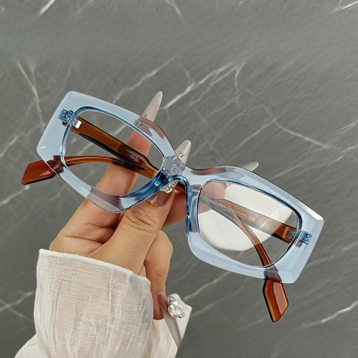 Chic Translucent Blue Square Reading Glasses