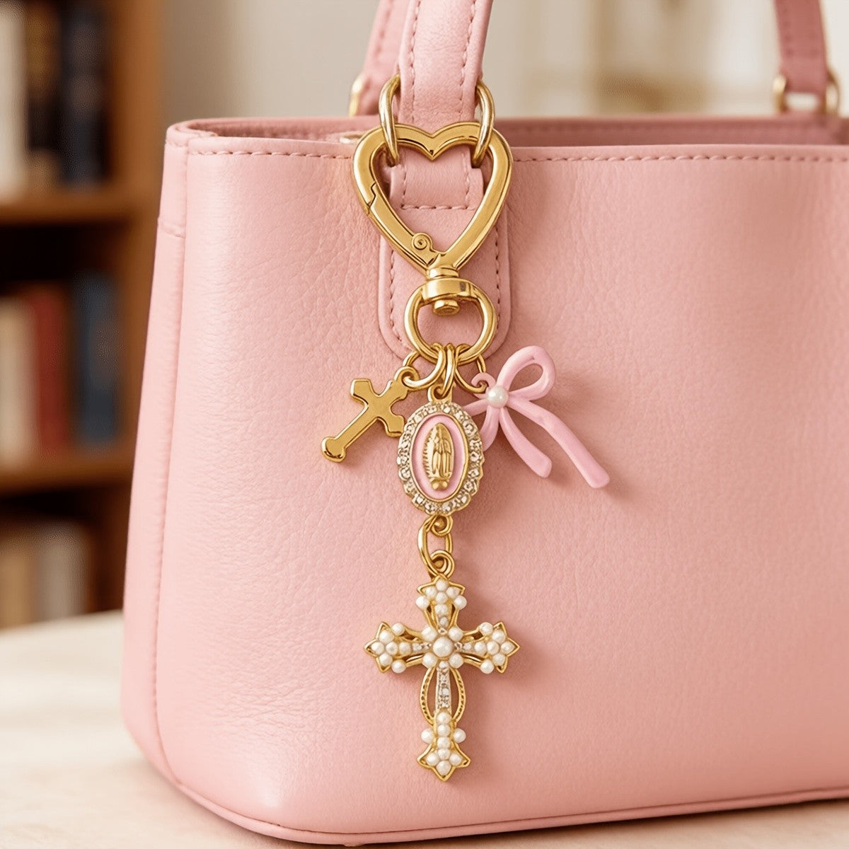 Romantic Pearl Cross Bag Charm