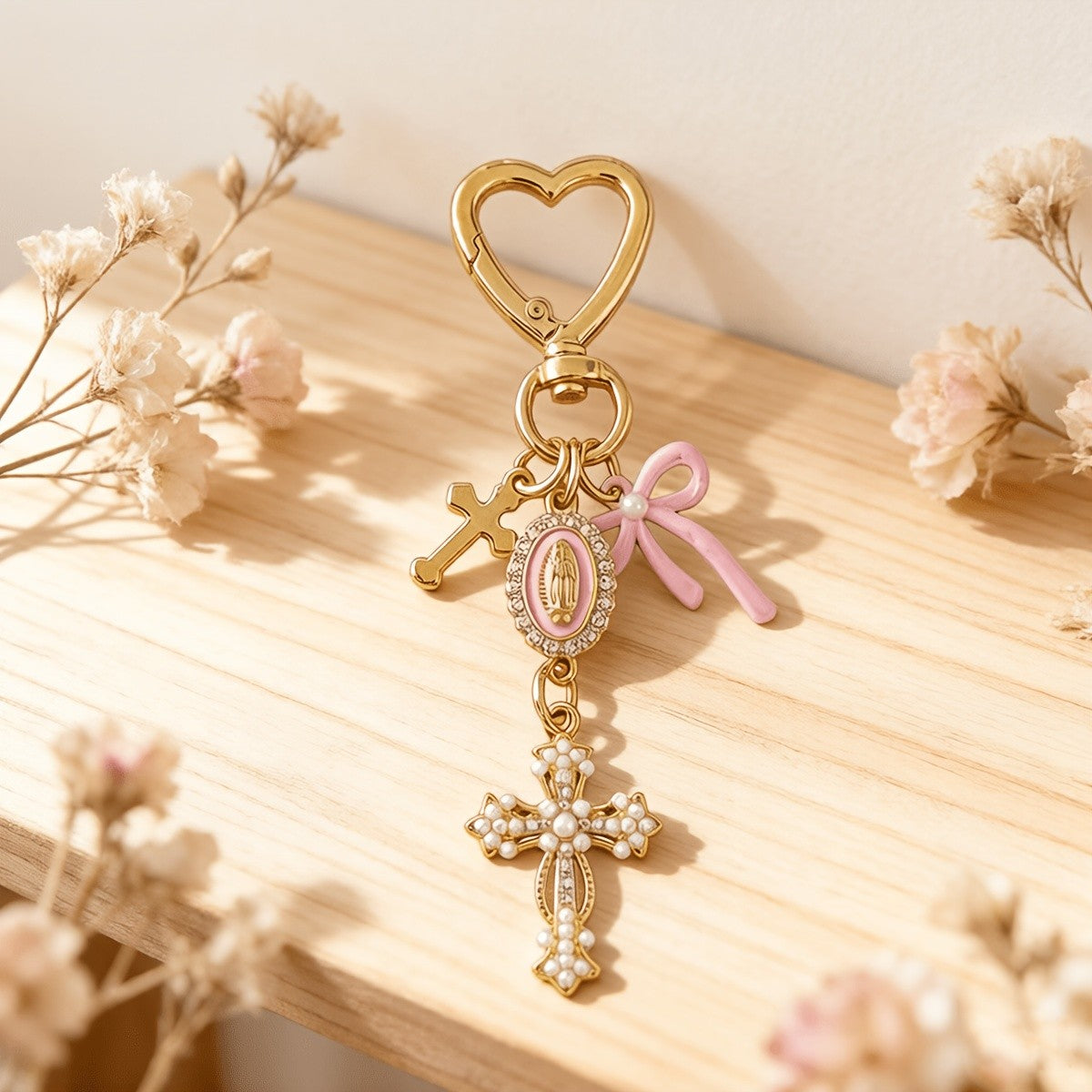 Romantic Pearl Cross Bag Charm