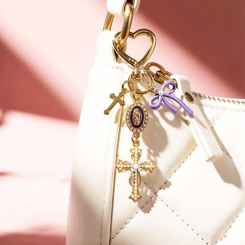 Romantic Pearl Cross Bag Charm