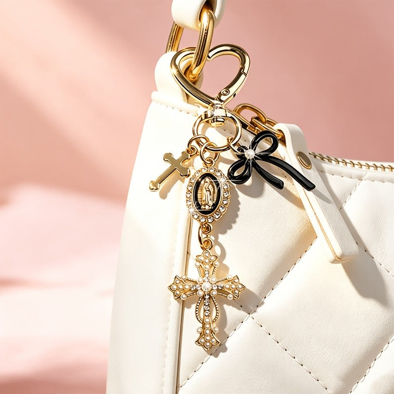 Romantic Pearl Cross Bag Charm